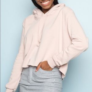 Brandy Melville Cropped Pink Lennon Hoodie